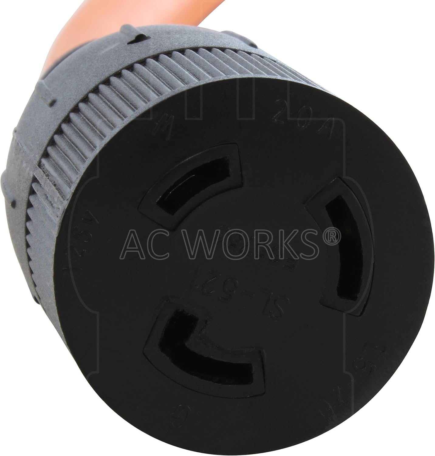 AC WORKS Locking Adapter Household 15Amp 5-15P Plug to Locking 20Amp L5-20R Female Connector (Flexible)