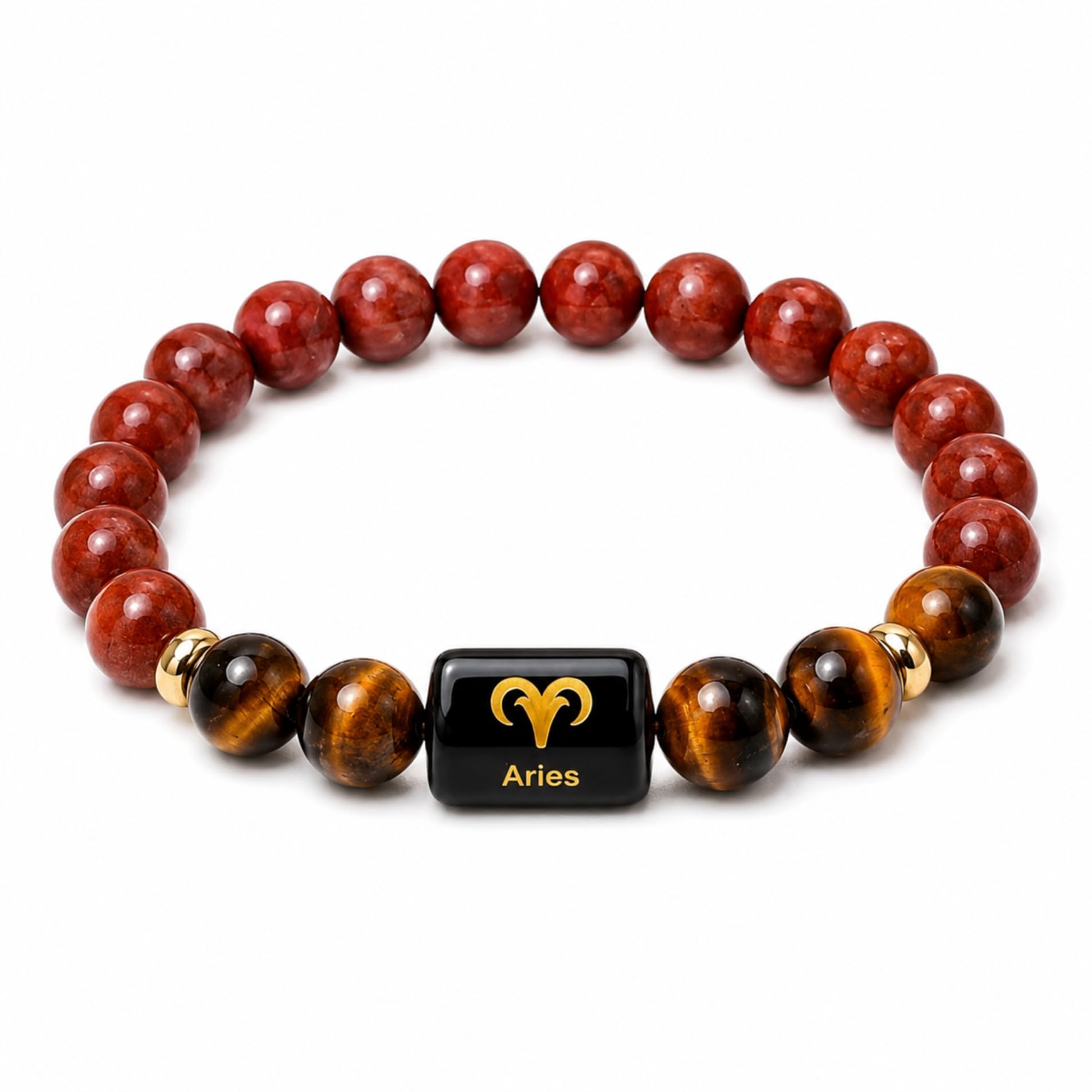 Aries Zodiac Bracelet (मेष राशि) | Crystals For Courage & Mental Clarity | Original Red Jasper & Tiger Eye | Lab Certified | Crystal Bracelet For Men & Women | Spiritual Gift For Men & Women-picture-56