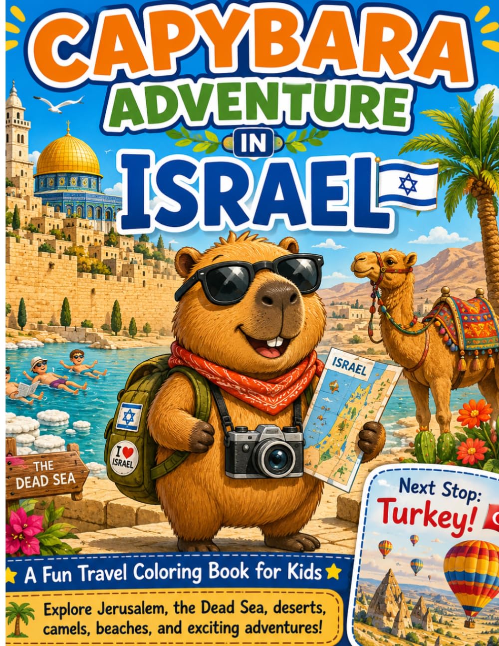 Capybara Adventure in Israel: A Fun Travel Coloring Book for Kids (Capybara Around the World)