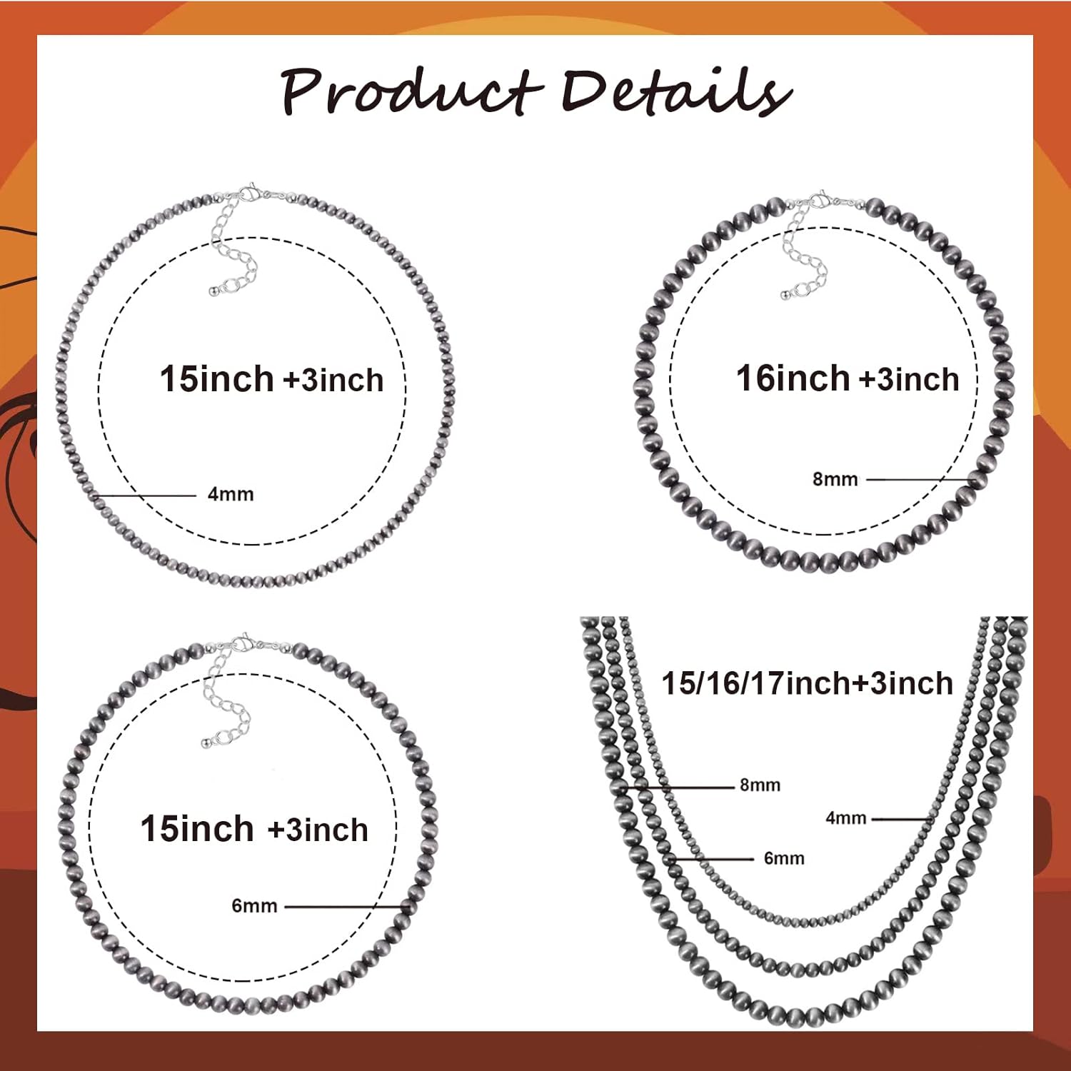 MOZAKA 1-4Pcs Western Navajo Pearl Choker Necklace for Women Western Beaded Choker Adjustable Boho Vintage Necklace Jewelry Gifts - Image 6