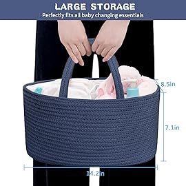 ABenkle Diaper Caddy Organizer, Boho Rustic Cotton Rope Nursery Baby Basket, Changing Table Organizer for Baby Diaper Storage and Baby Shower