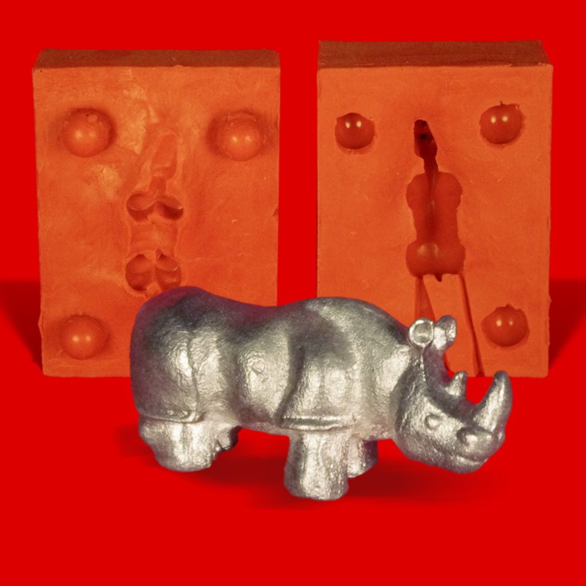 Étain pur en moule de rhinocéros 35g pour statuette de collection