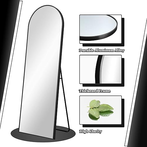 Miniatura 5 de NeuType Espejo arqueado de longitud completa de pie, colgado o apoyado contra la pared, espejo grande de gran tamaño para dormitorio, espejo de