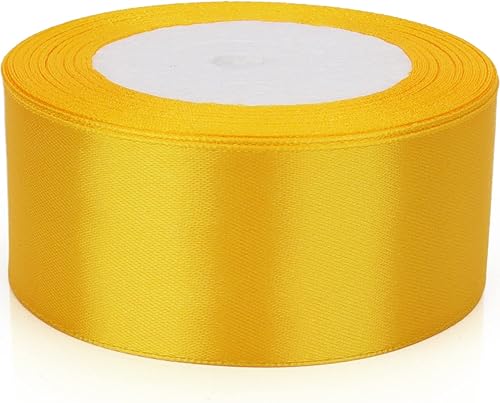 Miniatura 5 de Nsilu Cinta de satén de 25 yardas de 1-12 pulgadas de ancho adecuada para bodas, fiestas y cajas de regalo (amarillo, 1-12 pulgadas)