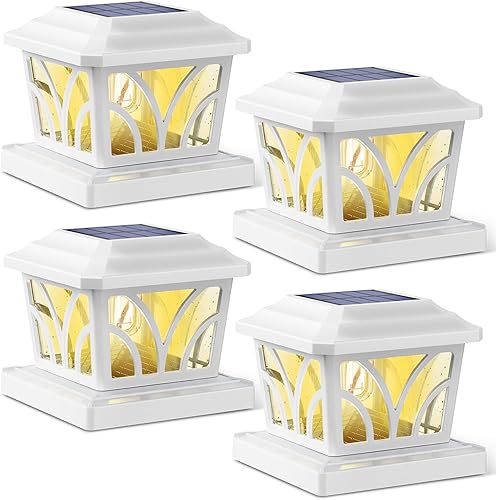SIEDiNLAR Luces solares para exteriores, vidrio de aluminio, 2 modos, bombillas LED Edison para 4 x 4, 5 x 5, 6 x 6 pulgadas, vinilopostes de