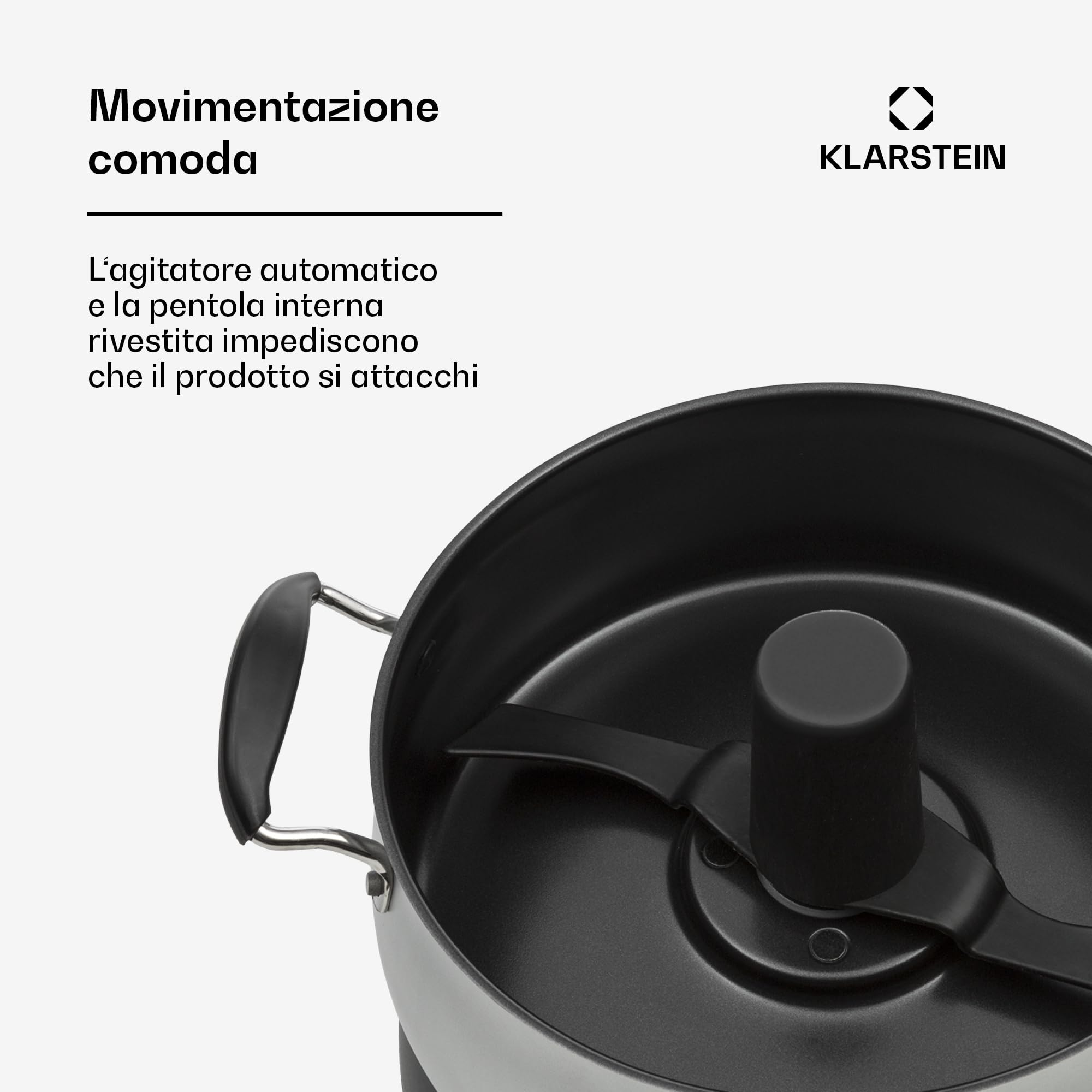 KLARSTEIN Jam Session - Bollitore per Marmellata e Gelatina, 1000W, 2 Programmi Automatici, Tempo di Cottura Regolabile, Pentola interna Rivestita, Lavabile in Lavastoviglie, Volume 3 Litri