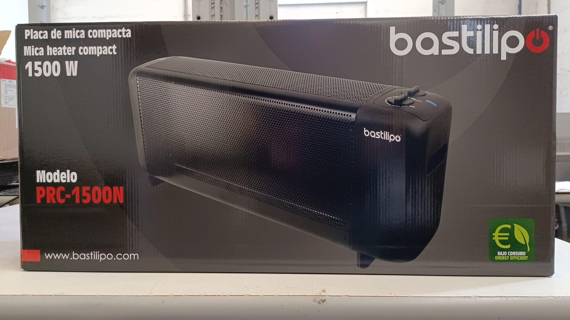 Bastilipo - PRC-1500N, Placa radiante de mica compacta, 750/W1500W, termostato, COLOR NEGRO
