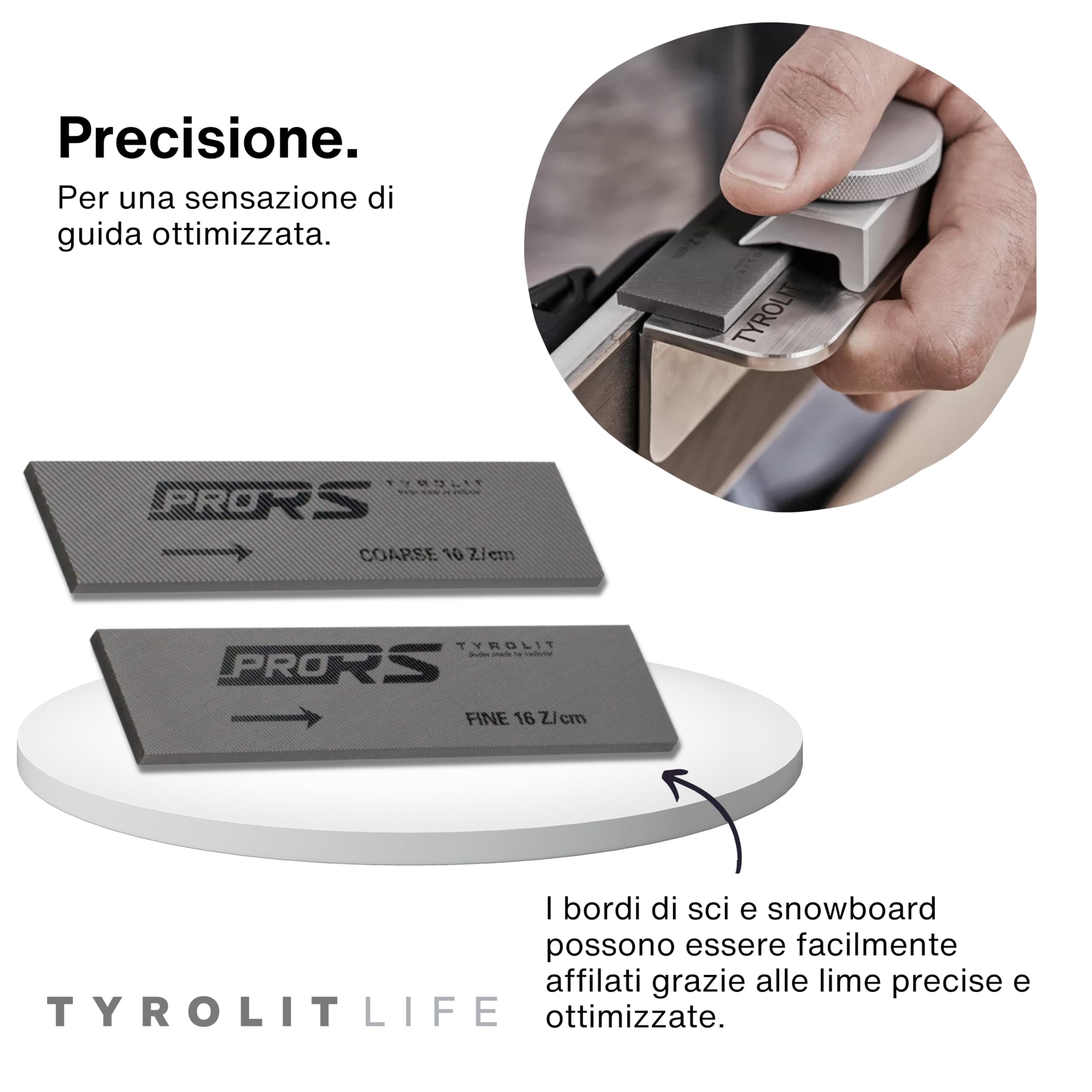 Tyrolit Life Lime in acciaio, set da 2 per sci e snowboard - Lima premium in acciaio per affilature di precisione come quelle del servizio sci - Lima per affilature precise per attrezzature da sport