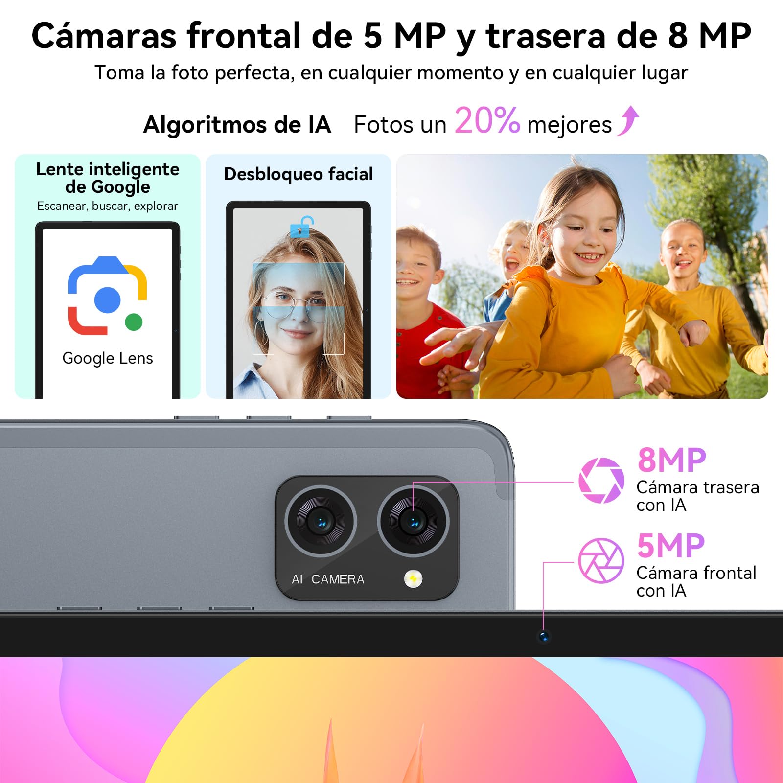 TABWEE Android 16 Tablet con Teclado - 24 GB RAM+ 256 GB ROM, Octa-Core | Octa-Core, Tablet 10 Pulgadas, 5000mAh, 8MP+5MP, Compatible con Gemini AI, Widevine L1, Face ID, GPS (Garantía de 4 años)