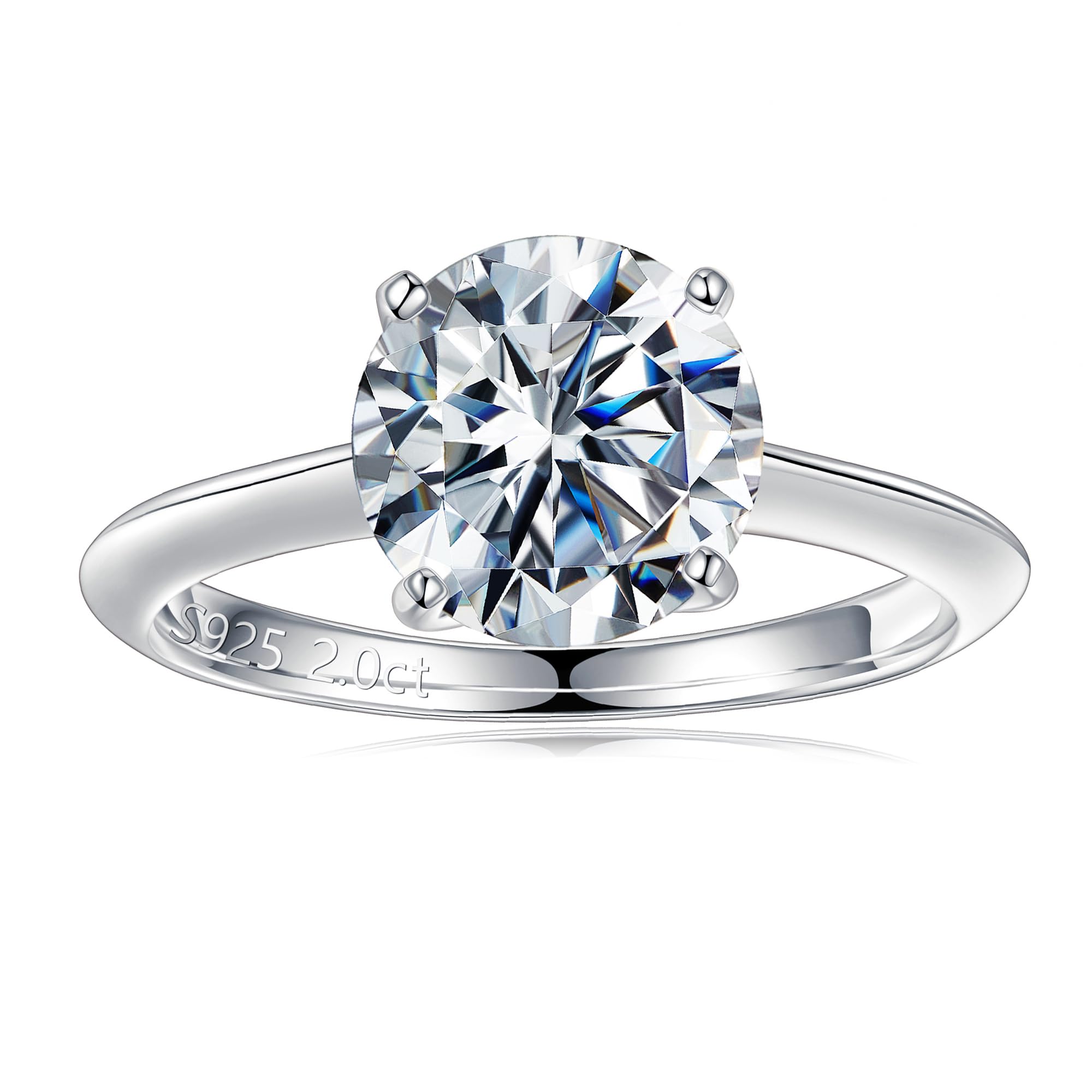 Turandoss Moissanite Rings for Women, 2-3ct Round D Color VVS1 Clarity Engagement Rings 14K White Gold Vermeil 4 Prong Knife Edge Moissanite Solitaire