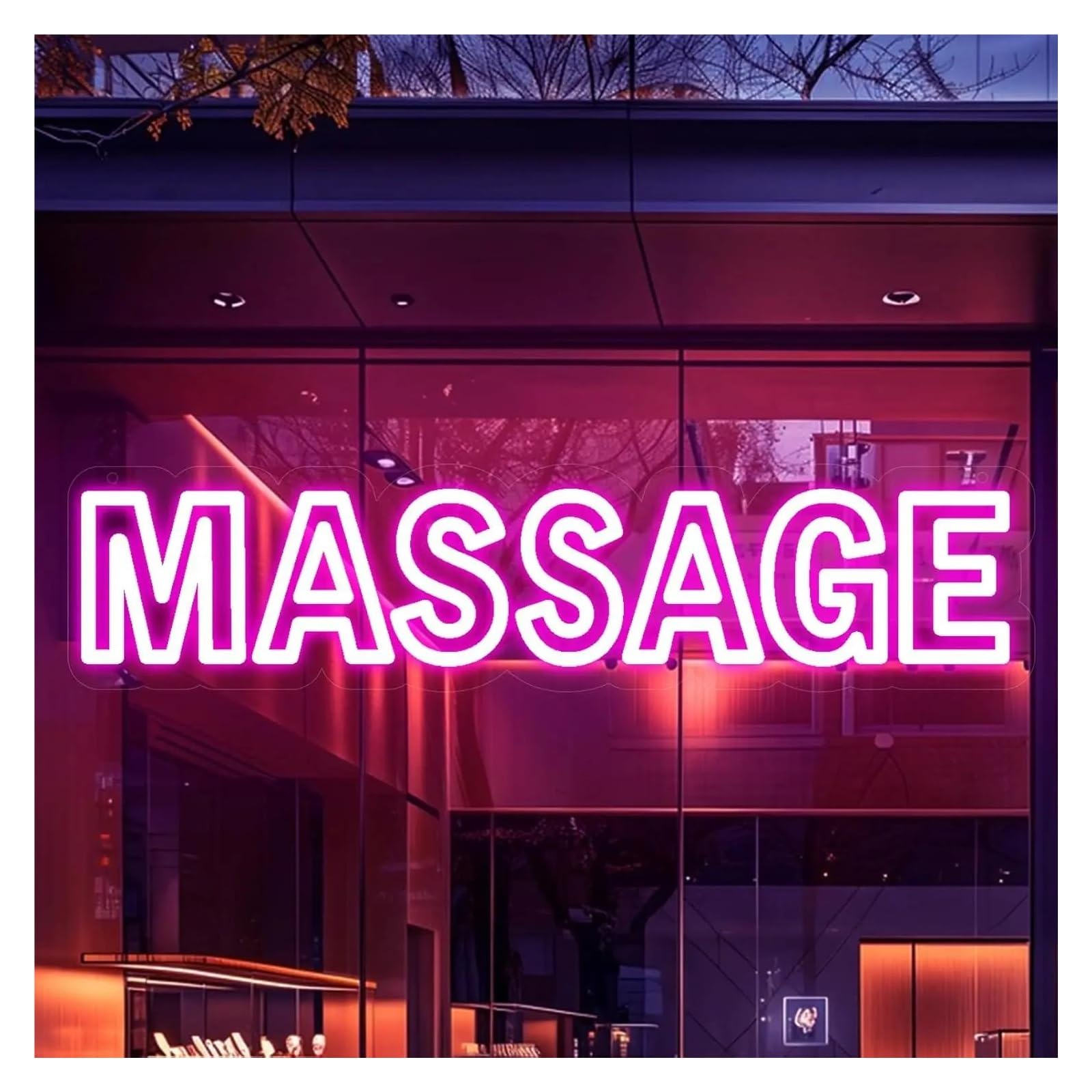 XENITE Hanging Art Neon Signs Massage Neon Sign USB Signboard Display Billboard LED Light Dimmable for Business Spa Salon Bedroom Decoration Illuminated Lamp 40.6cmx9.6cm