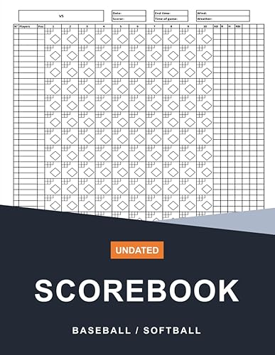 Baseball/Softball Scorebook: Simple Undated Baseball/Softball Score Keeping Book Sheet for 120 Games with Space for 12 Players - Large Print