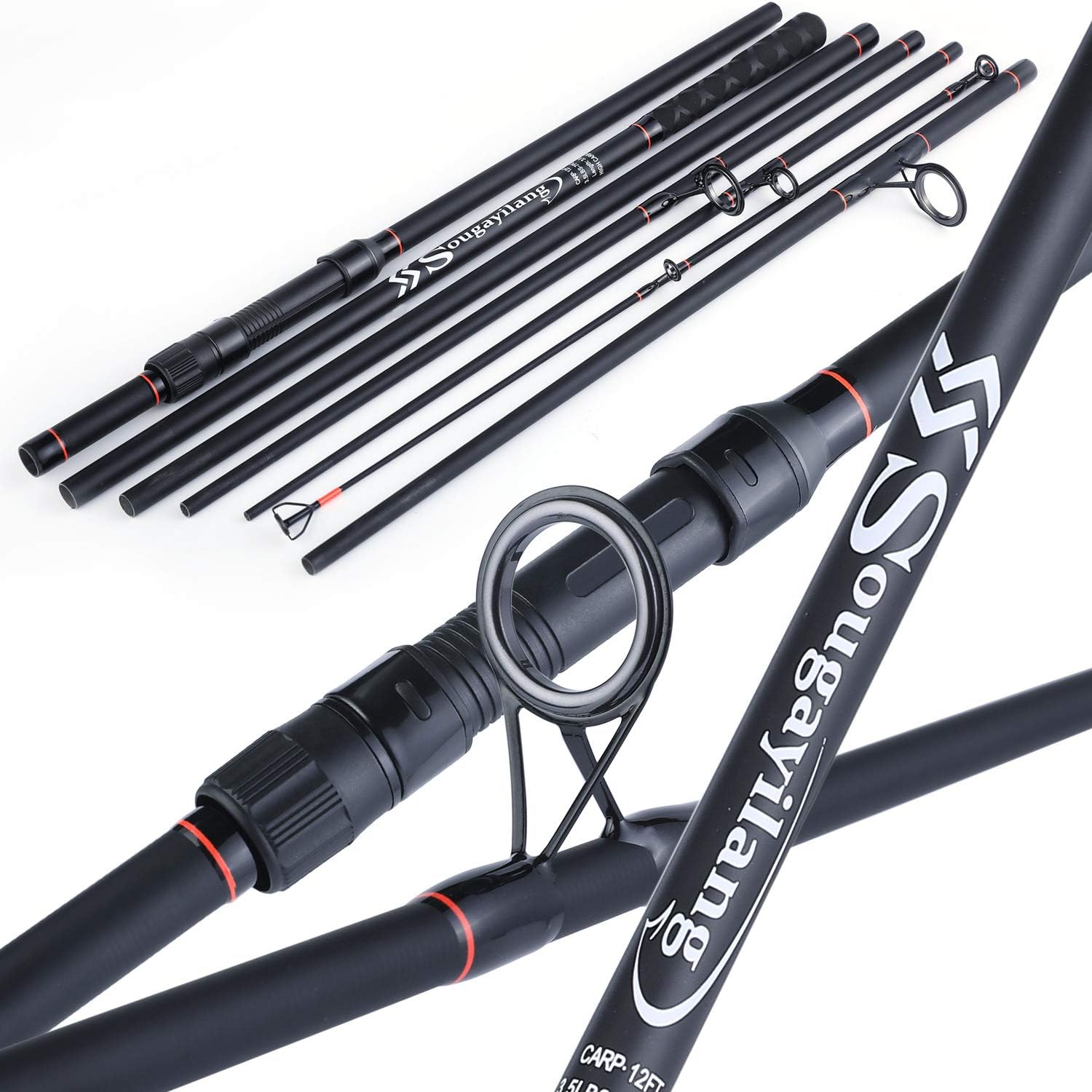 Carp Fishing Rod Carbon Fiber Spinning Fishing Rod,with Super Smooth Guide Ring,(3M/3.6M) 6/7 Section Portable Travel Fishing Pole for Saltwater or Freshwater Carp Rod