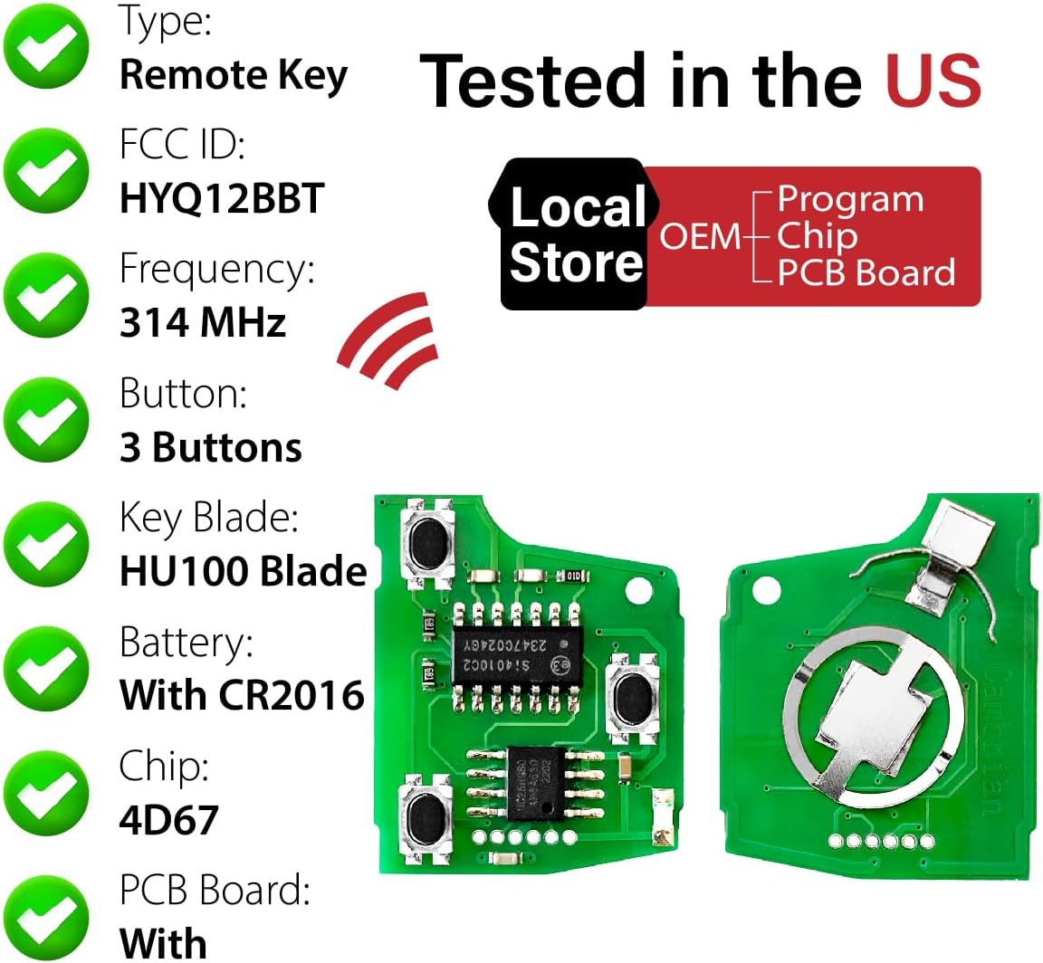 2 Keylessbest Replacement for 2003 2004 2005 2006 2007 2008 2009 Toyota Landcruiser FJ Cruiser Key Fob Remote Control HYQ12BBT 3 Buttons 314MHz