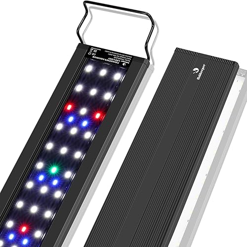 fishkeeper Luz LED de acuario de 34 W, luz ultrafina de espectro completo para plantas, carcasa de aleación de aluminio con soportes extensibles