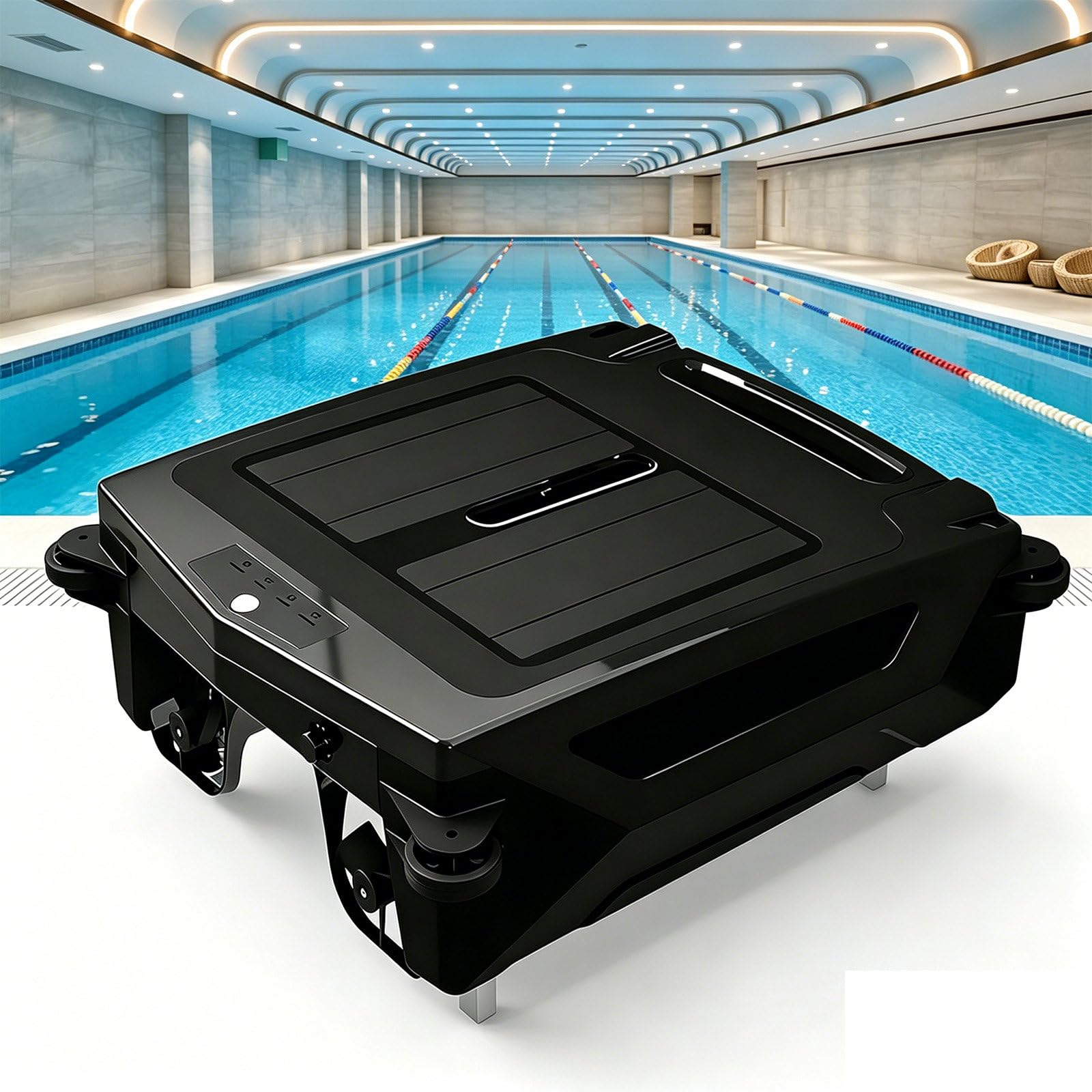 SOTIKARERY Solar Powered Robotic Pool Skimmer,for All Swimming Pool Sur-face Solar Pool Cleaner Dual Mode ＆ Dual Charging Options, Overnight Continuous Cleaning,Smart Obstacle Avoidance