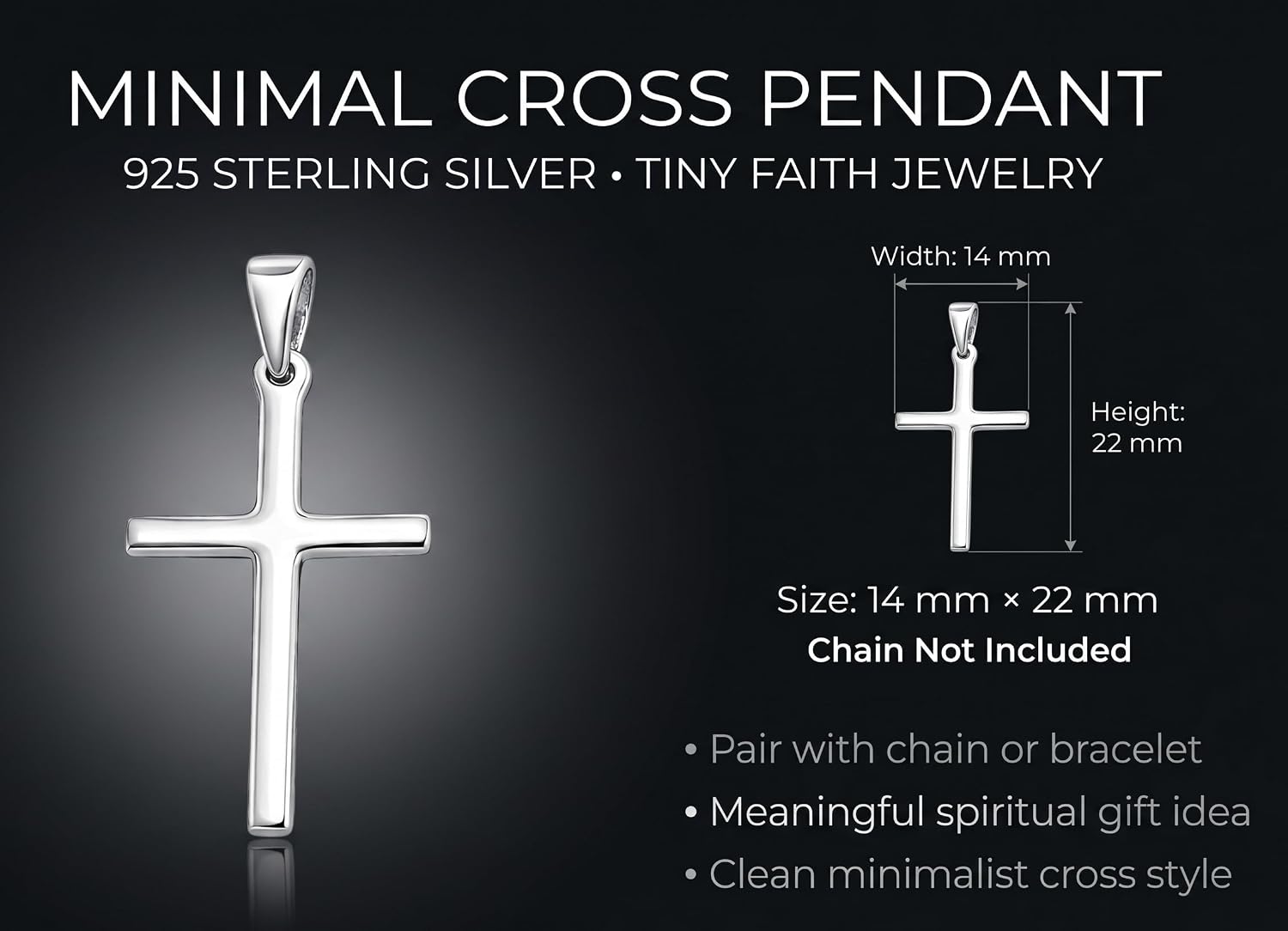925 Sterling Silver Cross Pendant Tiny Minimalist Faith Religious Layering Jewelry