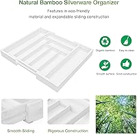 Vista 5 de Pipishell - Organizador de cajones extensible de bambú para utensilios de cocina, bandeja de cubiertos ajustable, organizador de divisores de madera