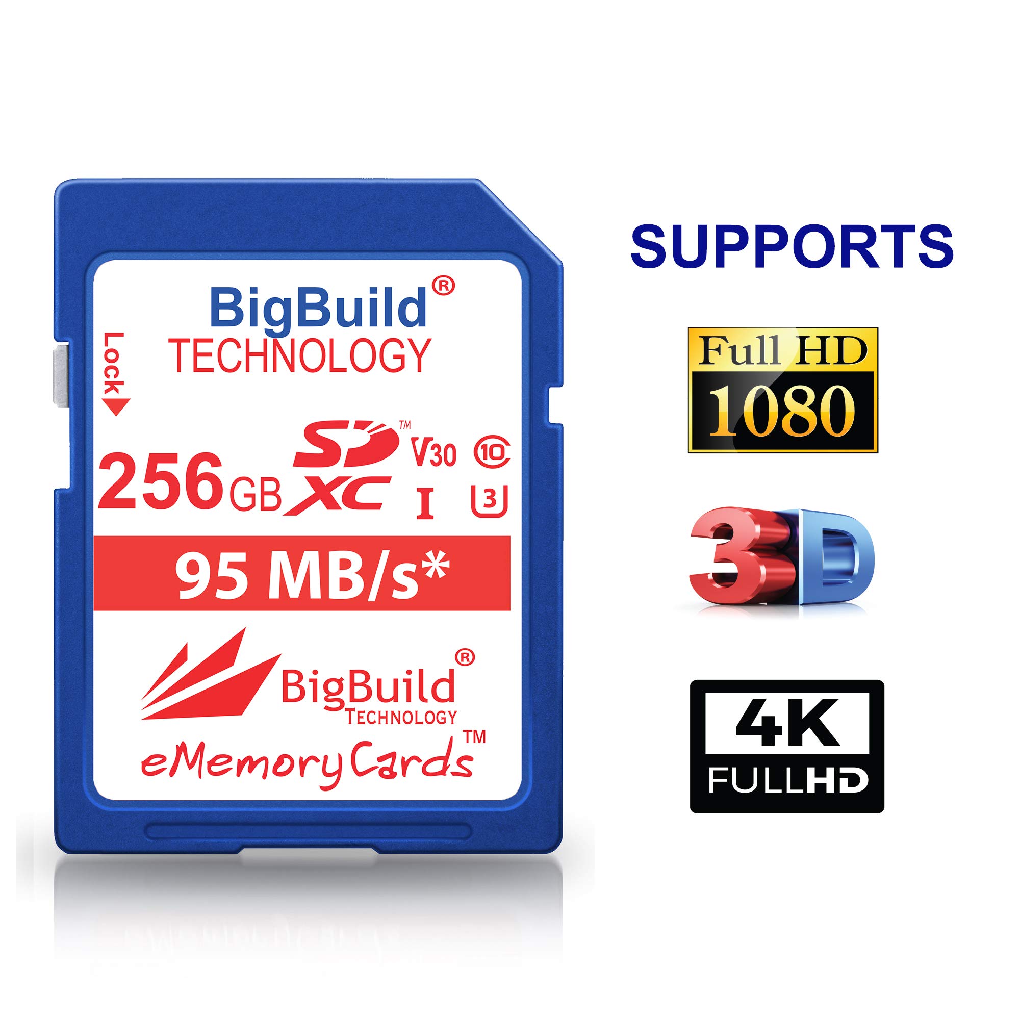 256GB Ultra Fast U3 SDXC 95MB/s Scheda di memoria compatibile con Sony Alpha ZVE10, ZVE10L, 7 III, ILCE7M3B.CEC Fotocamera