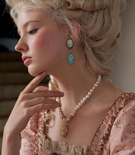 Miniatura 3 de Aretes de camafeo en tono dorado, joyería vintage, estilo victoriano, Art Deco, estilo retro, aretes de gota