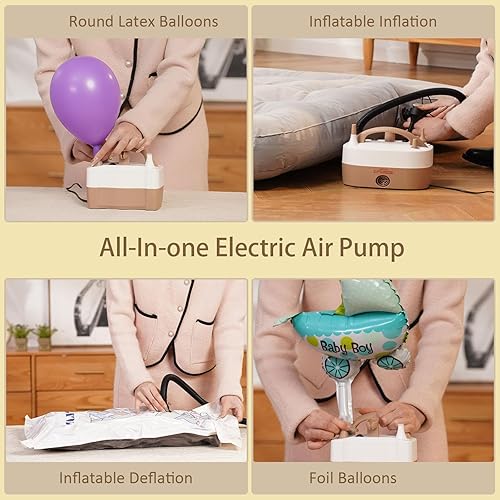 Miniatura 4 de AXHJ Bomba eléctrica del globo, bomba eléctrica portátil AC110V del soplador de aire de la boca dual de la bomba del globo del aire