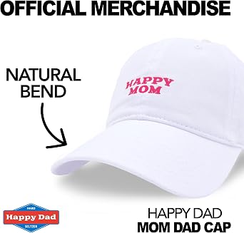 Happy Dad Hats for Men and Women, Available in Trucker Hat, 6 Panel Snapback Hat or Baseball Cap, Holiday & Birthday Gifts