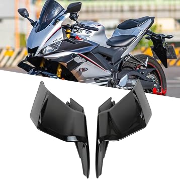 Motorcycle Compatible with Yamaha YZF-R3 2018-2023, Fairing Wings Aerodynamic Winglets Black Naked Front Spoiler Winglet Fixed Wing Kit