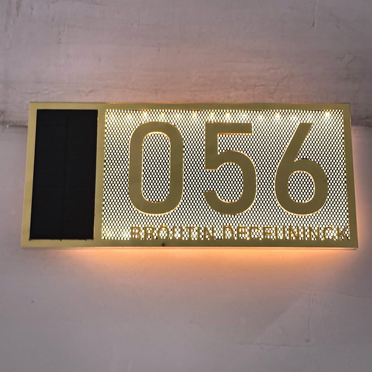 Numero civico personalizzato con luce solare,Segnaletica solare personalizzata per case,decorazione da parete personalizzata (oro)