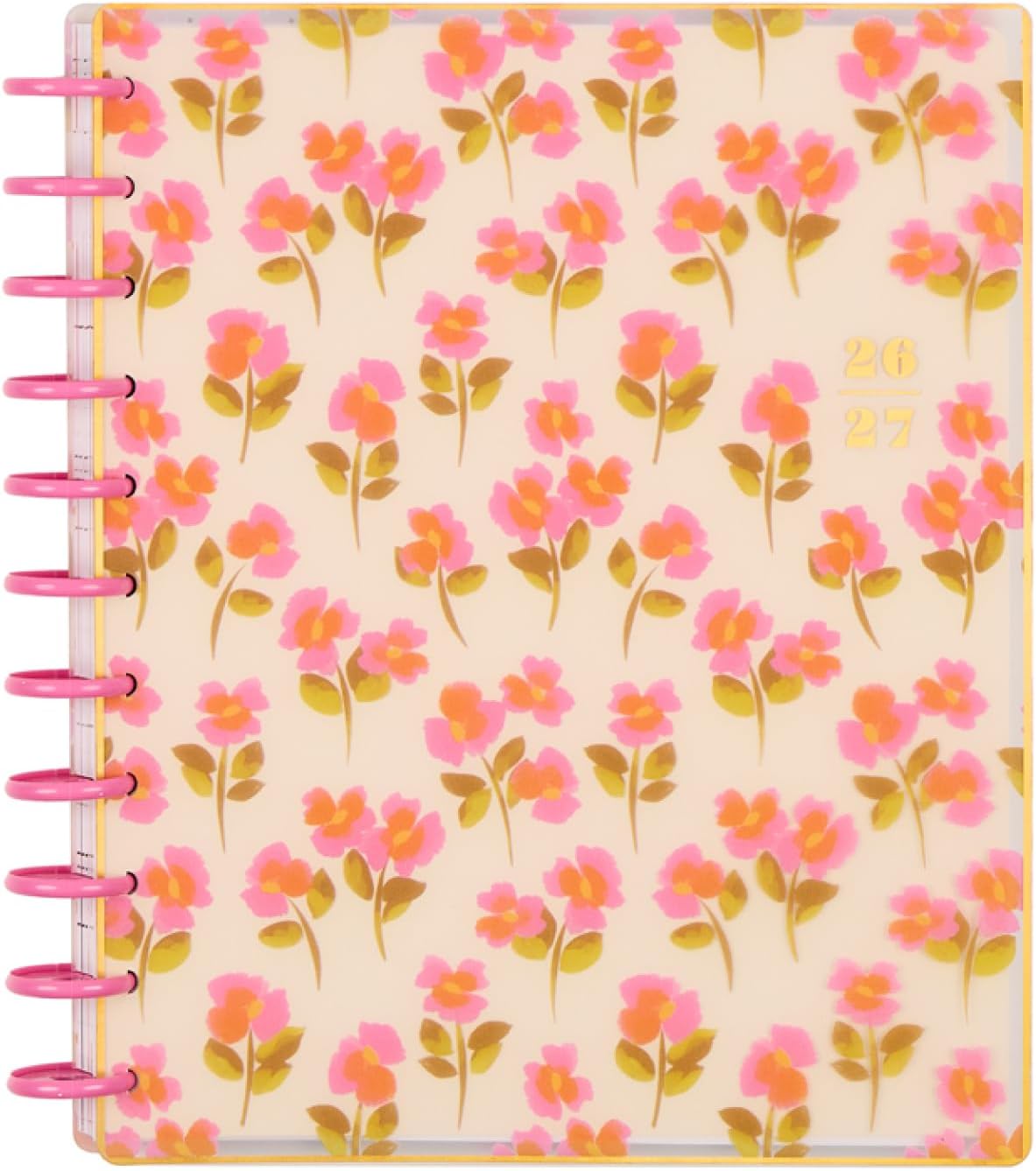 Happy Planner Disc-Bound Planner July 2026–June 2027, Includes 3 Extra Months and 2 Sticker Sheets, Big Size, 8.5" x 11", Horizontal Layout, Sunshine Blooms
