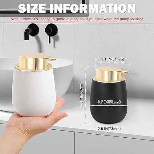 Miniatura 2 de HarJue Dispensador de jabón de cerámica, dispensador de bomba de jabón para platos, dispensador de jabón de manos para fregadero de cocina, baño,