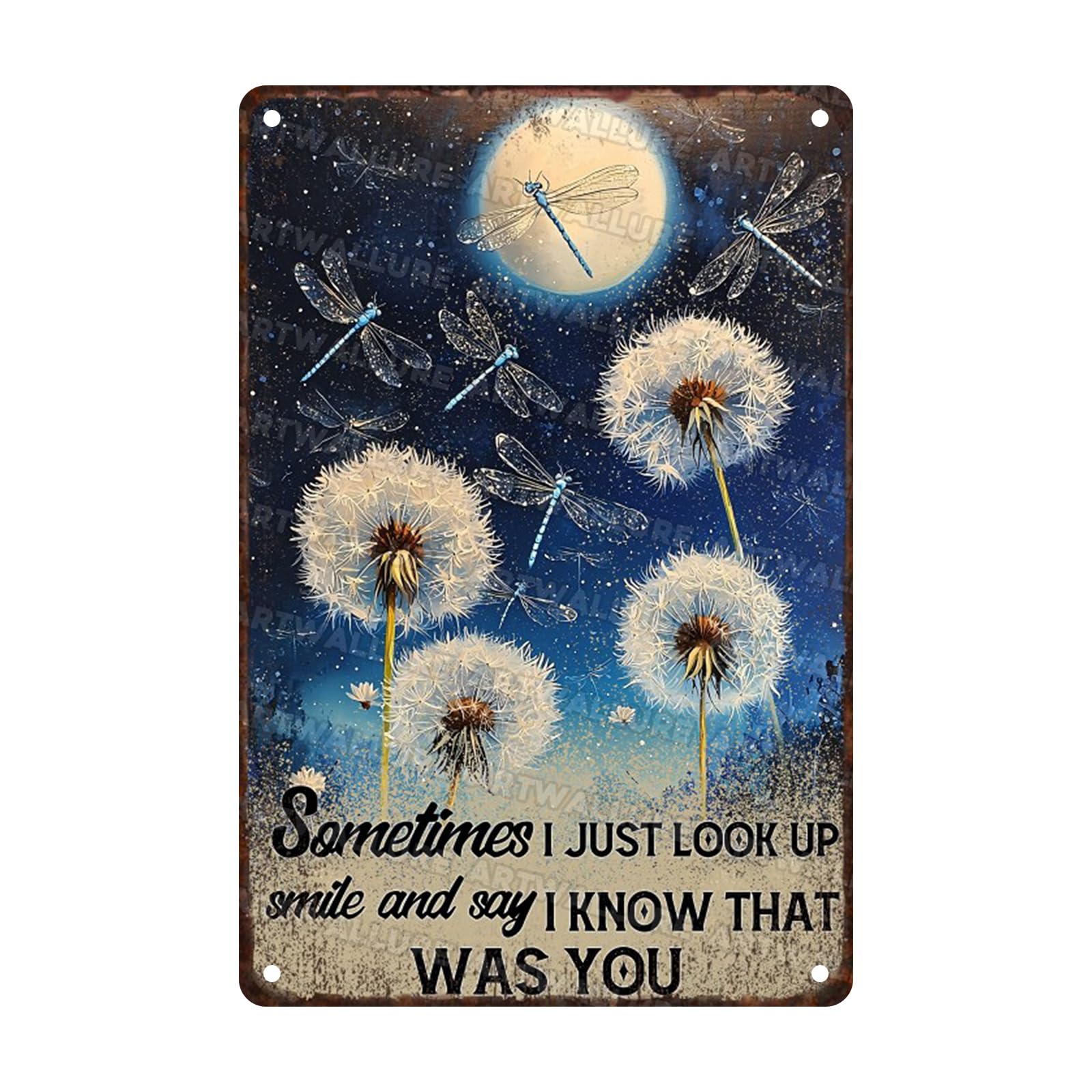 Anceky Retro Metal Tin Sign Just Look Up Smile Say I Know That Was You Dandelion Metal Sign Retro Wall Decor For Farmhouse Bar Cafe Kitchen Backyard Window 12×16 Inch