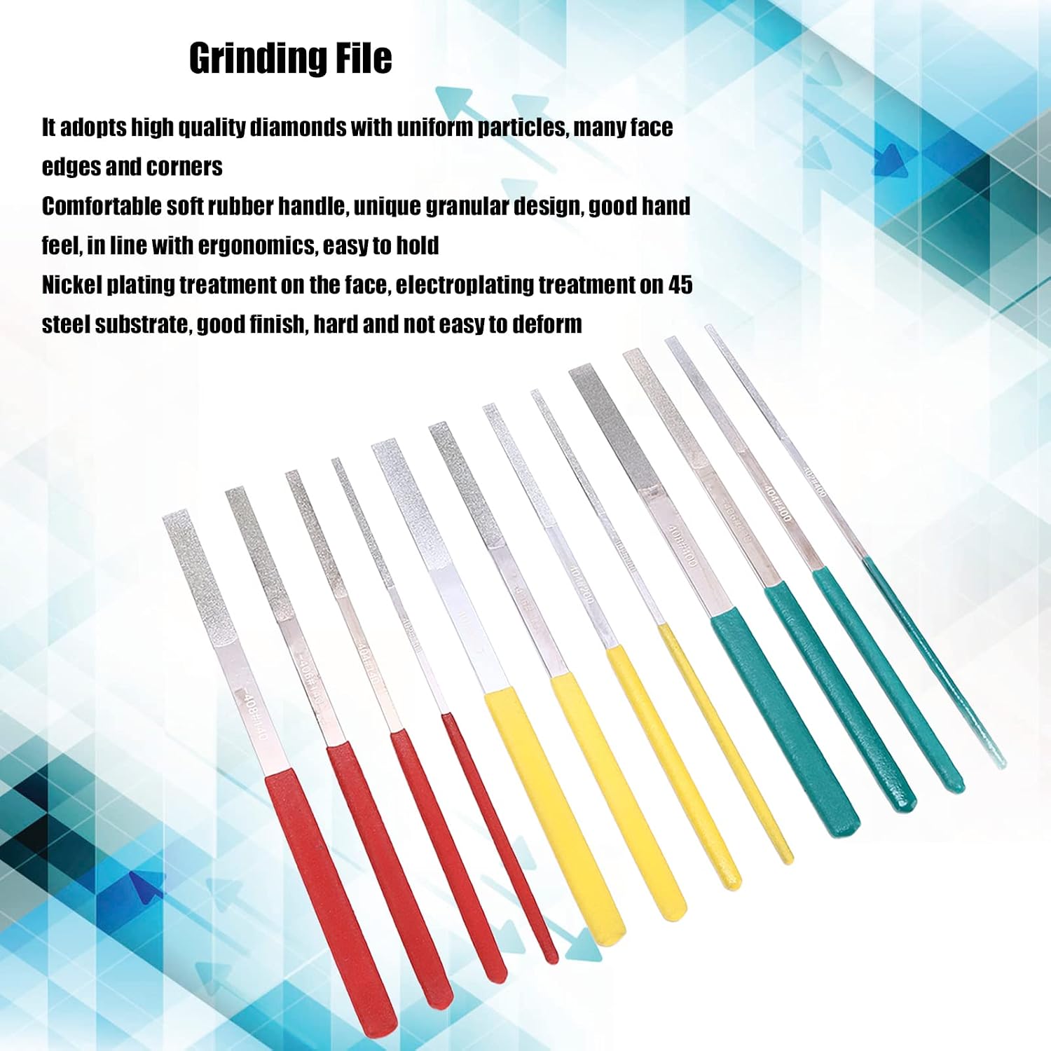 12Pcs Flat File Set with Hardness, Excellent Performance, and Comfortable Handles for Manual Processing and Grinding of Wood, Ceramics, and Metal