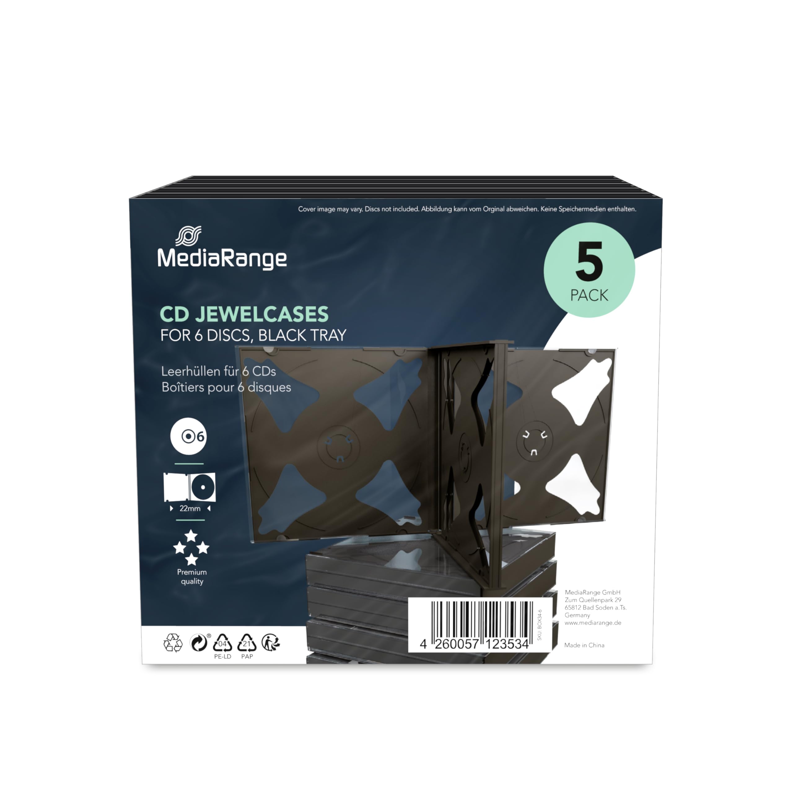 Boîtier Crystal épais pour 6 CD, 5 pièces