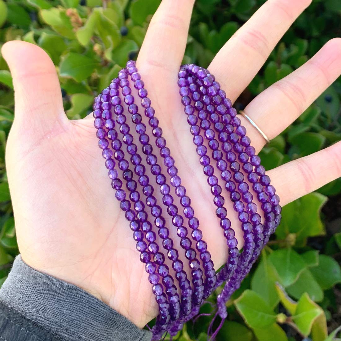 Adabele 2 Hebras Grado A Hematita Natural Plateada Piedra