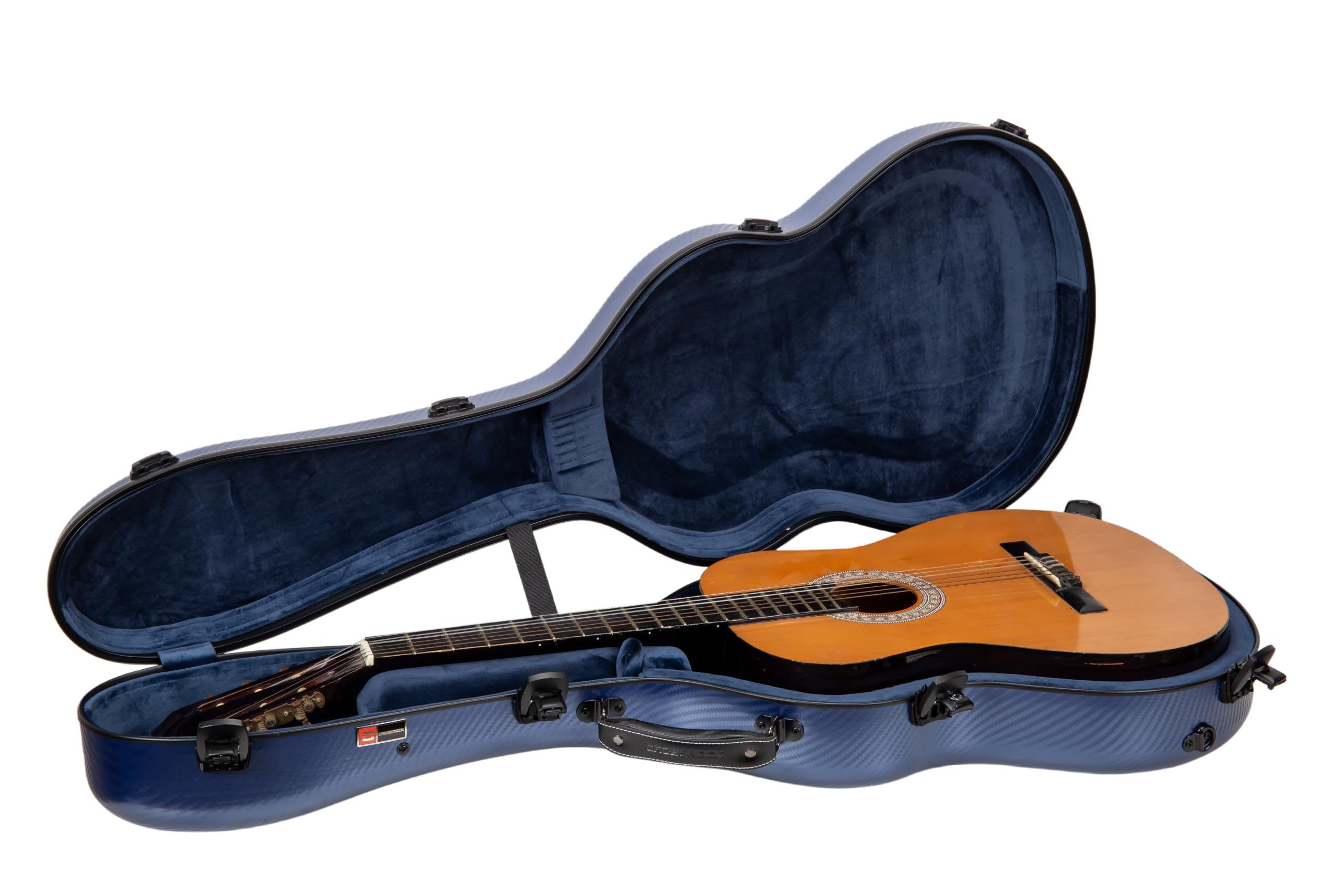 Crossrock Poly Carbon pasuje do gitar klasycznych 4/4, etui odporne na zarysowania w kolorze niebieskim (CRF4020CBL)