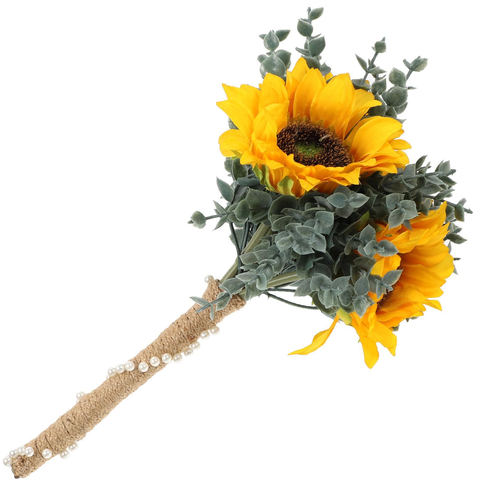 Ramo de girasoles artificiales duradero para fotografía de boda romántica
