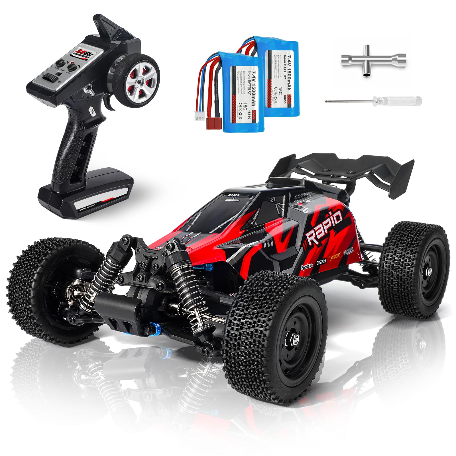 Jovizo 1:16 RC Car, 70KM/H Fast Brushless RC Monster Truck, 2.4 GHz Remote Controlled Car with 2 Rechargeable Batteries, 4WD Electric Vehicle Toy Gift for Adults Teens Kids