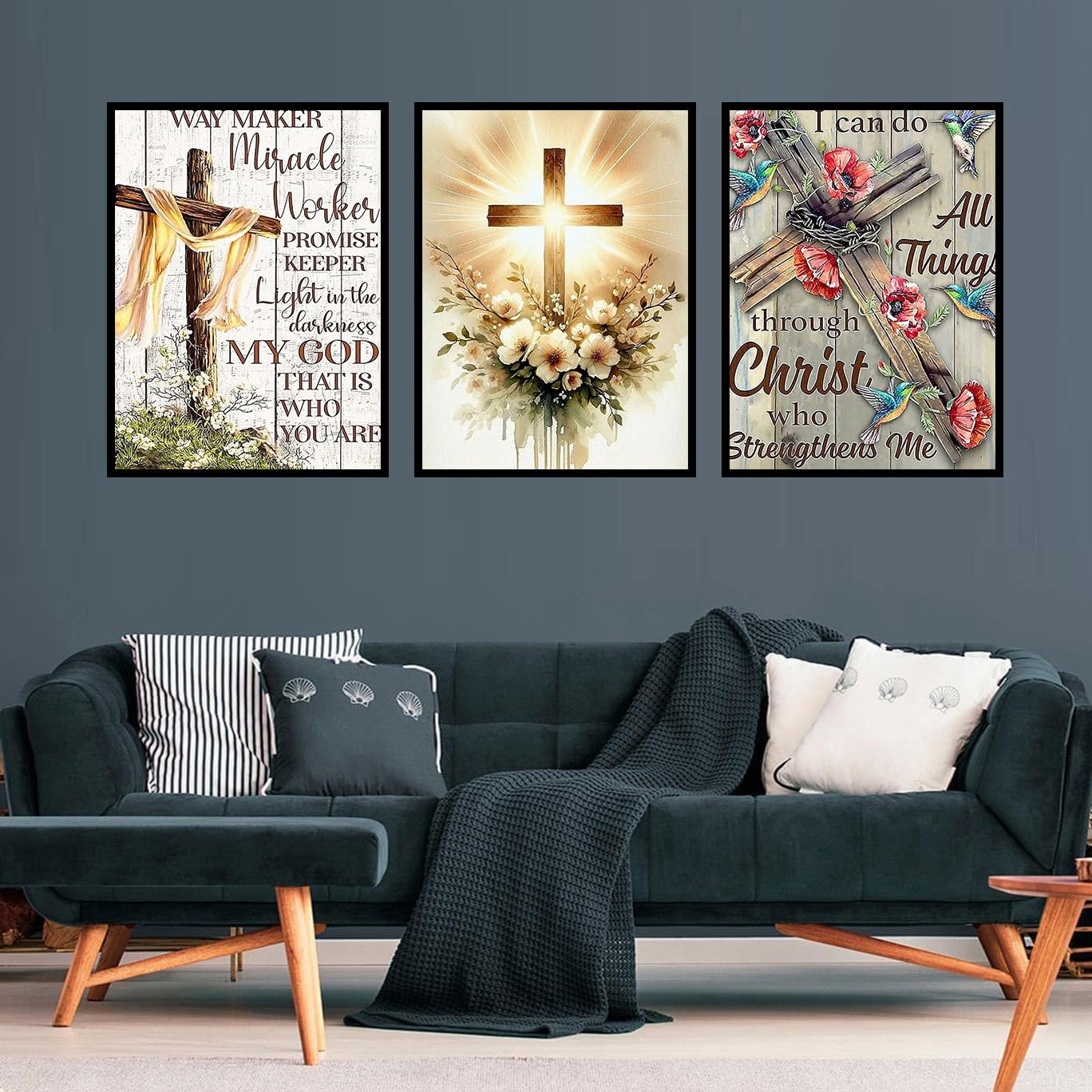 mrpwnle 3 Pack Religious Cross Diamond Art Kits for Adults, Jesus Christ Cross Diamond Painting Kit for Adults Beginners, DIY Full Drill Gem Art Crafts Kit Home Wall Decor Gifts 11.8x15.7 inch