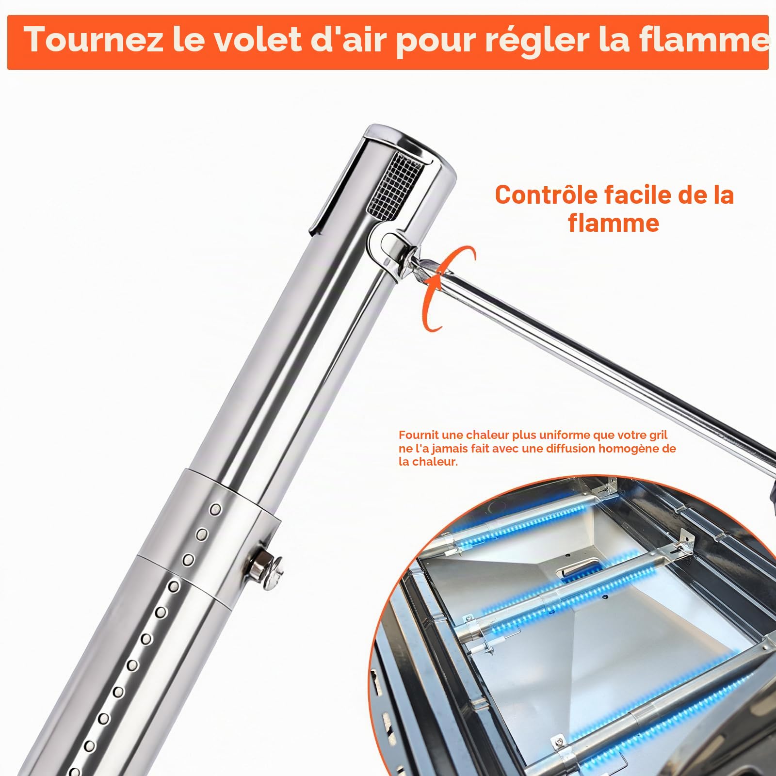 QuliMetal 31-45cm Brûleur Universel Pièces détachées pour Landmann Triton 2, Enders Monroe, Tepro, Campingaz, Taino, Proficook, Barbecook, Brûleur Tubulaire Réglable, 4 pièces