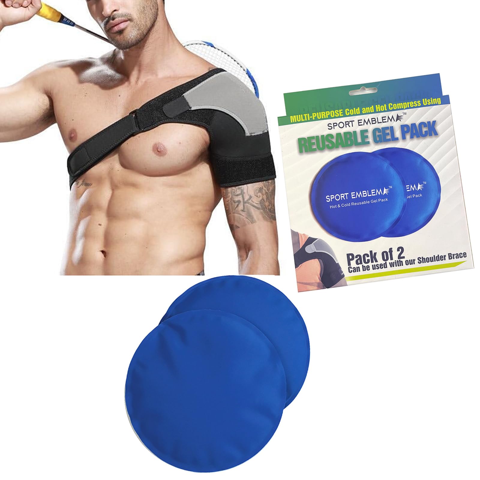 Shoulder Brace and Shoulder Ice Pack Bundle