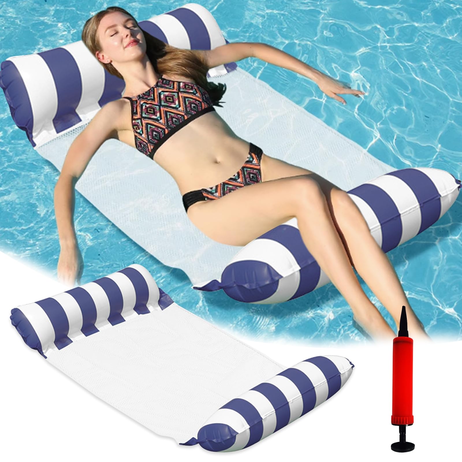 EDLMKM Swimming Floats Water Hammock, Inflatable Hammock Swimming Pool Float Hammockk, PPool Inflatables, Inflatable Pool Floats Hammockk, Water Floating Rafts, FFloats for Adults, 1 Air Pumps
