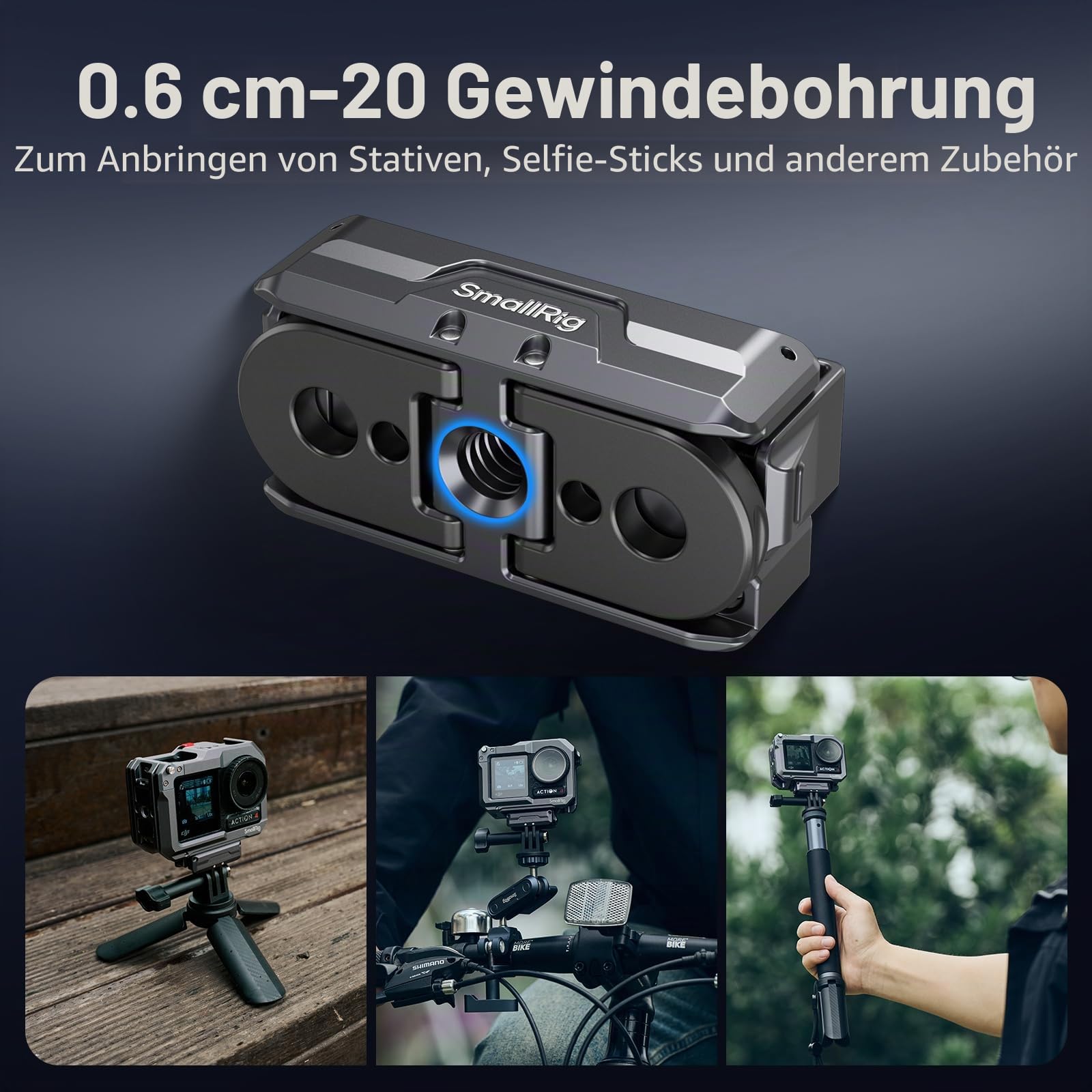 SMALLRIG Magnetic Adapter Mount Magnetische Adapterhalterung für DJI Osmo Action 5 Pro/Action 4 / Action 3 mit einem faltbaren Anschluss und einem 1/4'' Gewindeloch - 3662B