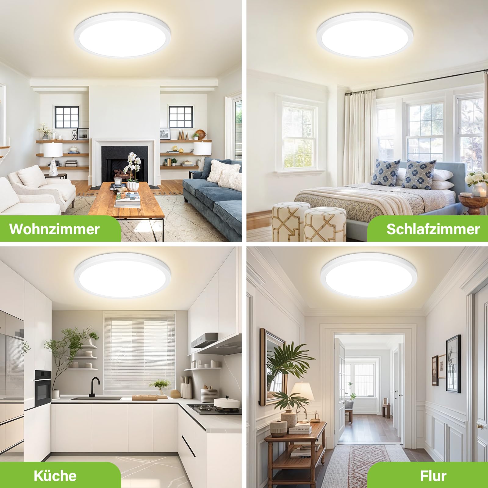 Bzavor LED Deckenlampe Effizienzklasse A 210lm/w 4000K 11W 2600lm,Rund Ø30cm LED Deckenleuchte Flach IP54 Wasserfest Lampe Panel für Küche Wohnzimmer Badezimmer Flur Schlafzimmer, Weiß, Ultra Dünn