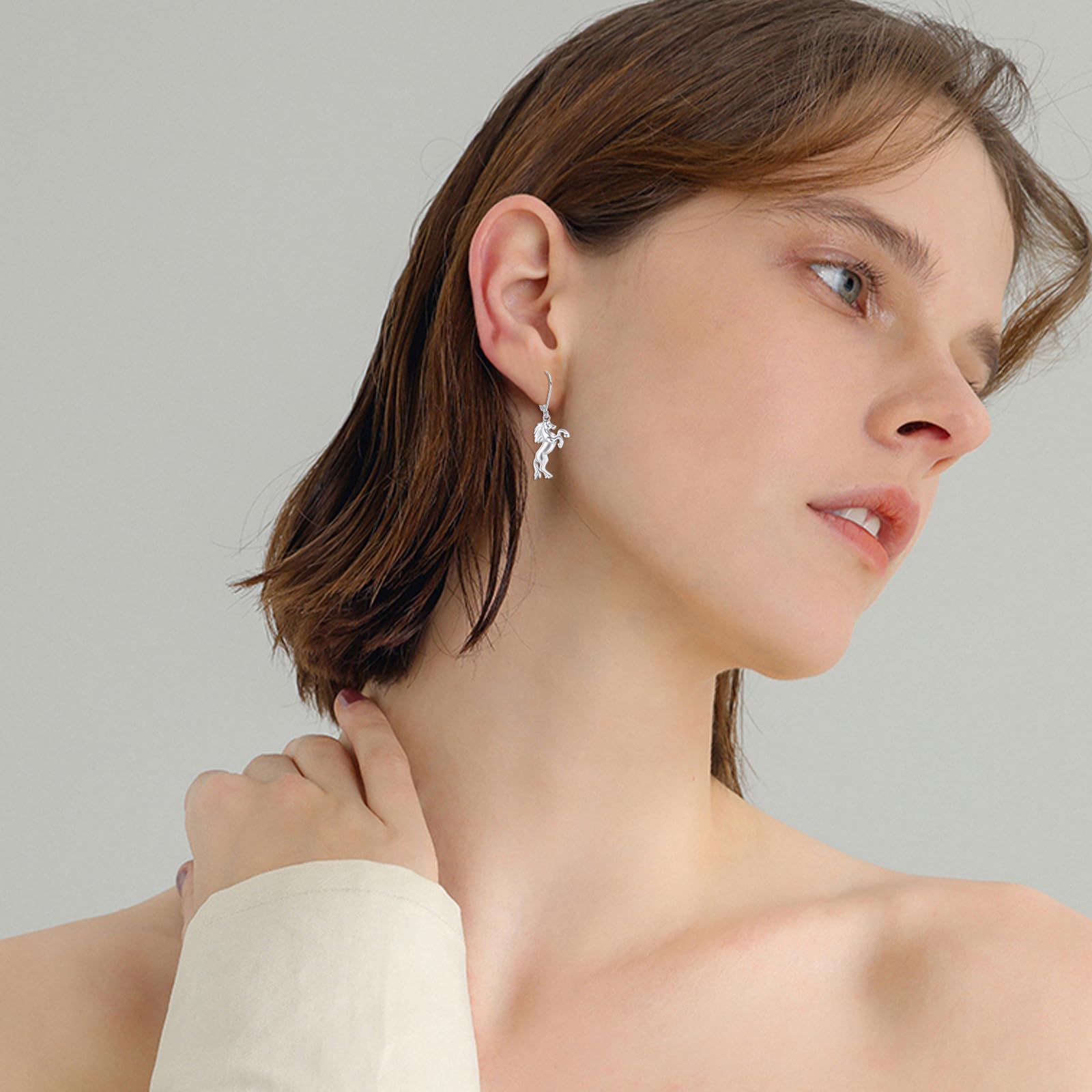Pferde-Ohrringe für Mädchen, 925er-Sterlingsilber, Pferde-Anhänger-Ohrringe, Tier-Ohrringe, Tier-Pferd-Schmuck, Geschenke für Frauen und Mädchen