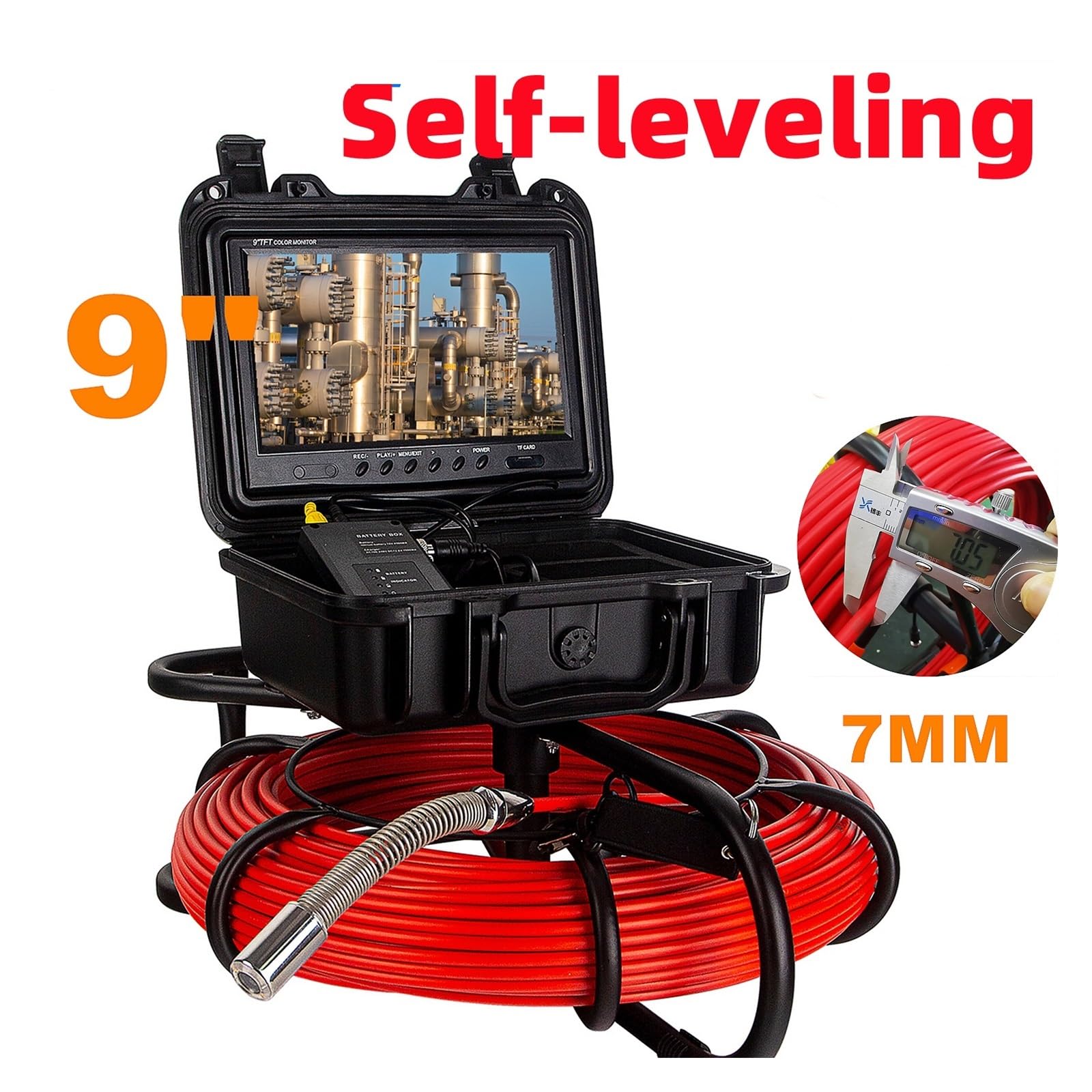 Kamera inspekcyjna odpływu Samopoziomująca Kamera Inspekcyjna Do Rur 9 Cali 1080P Ekran Kanalizacja Przemysłowa Endoskop WIFI/DVR IP68 7MM Kabel(20m,9in selfl leveling)