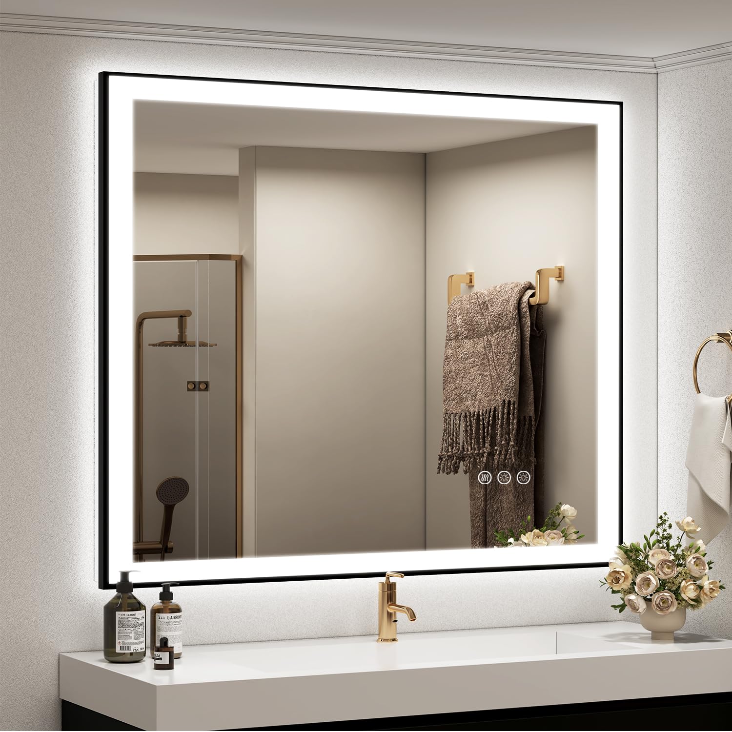Photo 1 of SMIROR 40x 38 LED Bathroom Mirror for Wall, Lighted Vanity Mirrors with Lights, Dimmable, Anti-Fog, Memory, Shatterproof, ETL Listed (Front and Backlit)