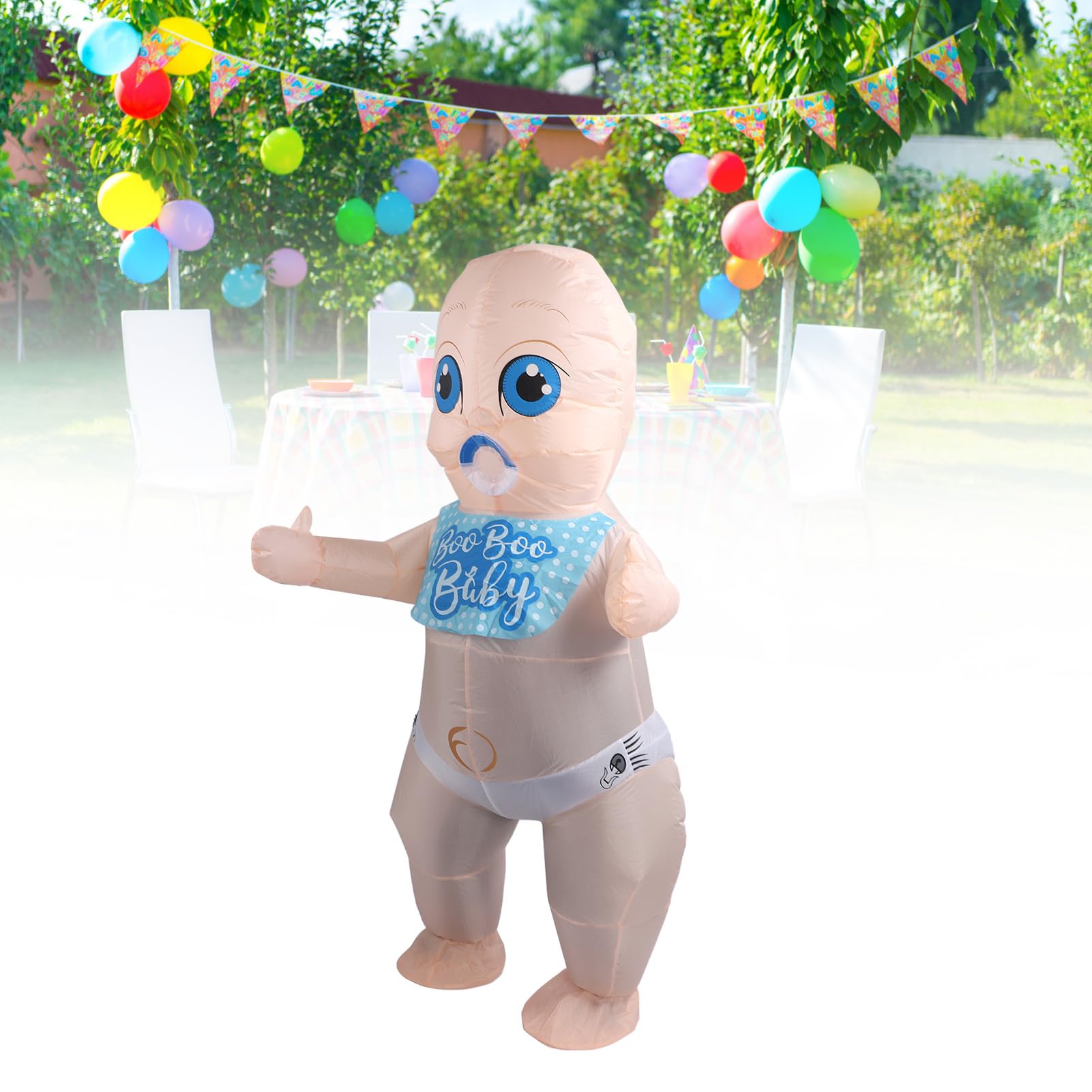 Qcwwy Decoraciones Festivas y Festivas Disfraz de bebé Disfraz de bebé de 96 Pulgadas para Revelar el Género Fiesta de Baby Shower Cosplay con Caja de Batería de Inflable para Adultos Inflable Gigante