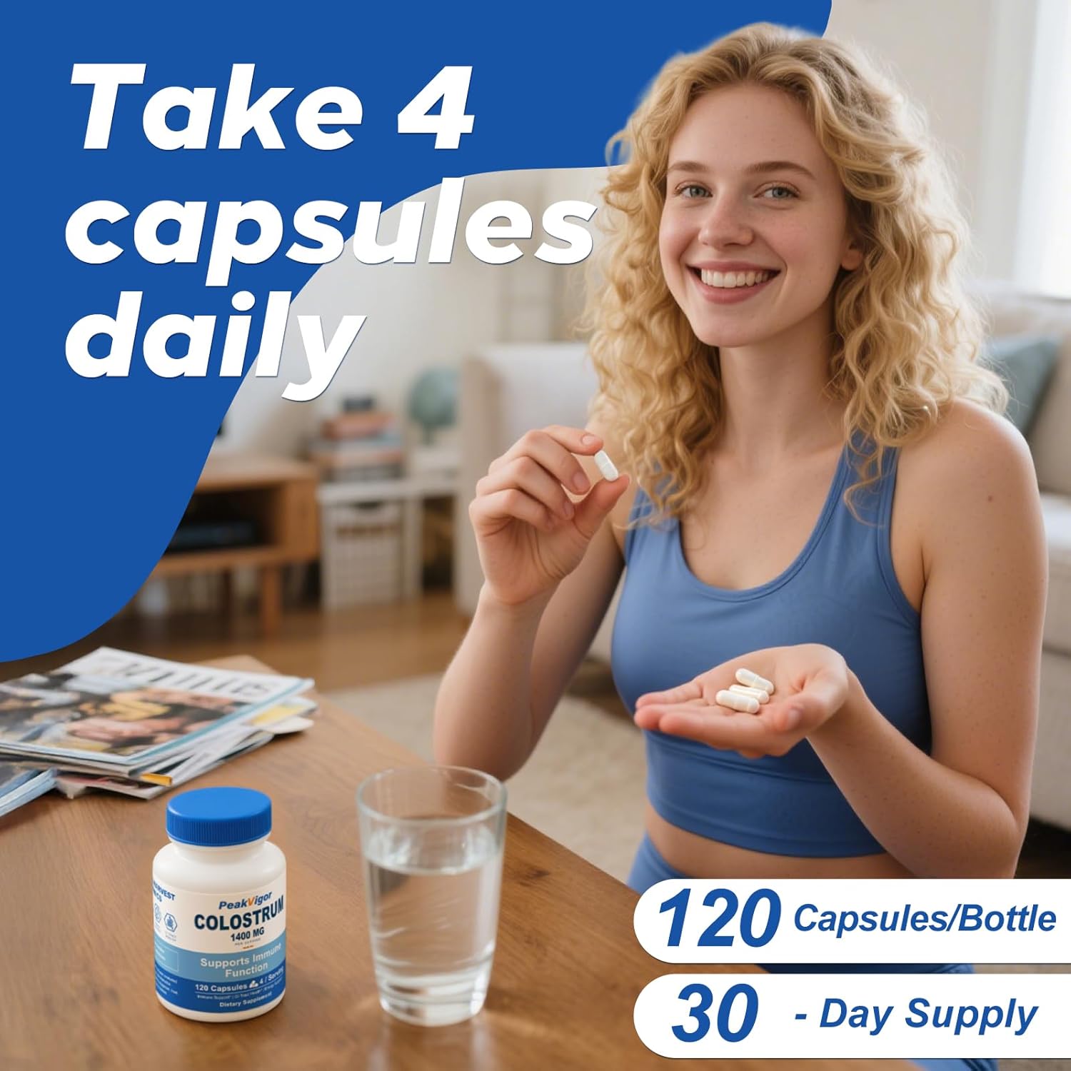 Organic Bovine Colostrum Capsules, 1400mg Colostrum Supplement Powder for Immune & Gut Support, Energy Support, Skin Health, Hair Growth - No Fillers, Non-GMO, 120 Capsules - Image 8