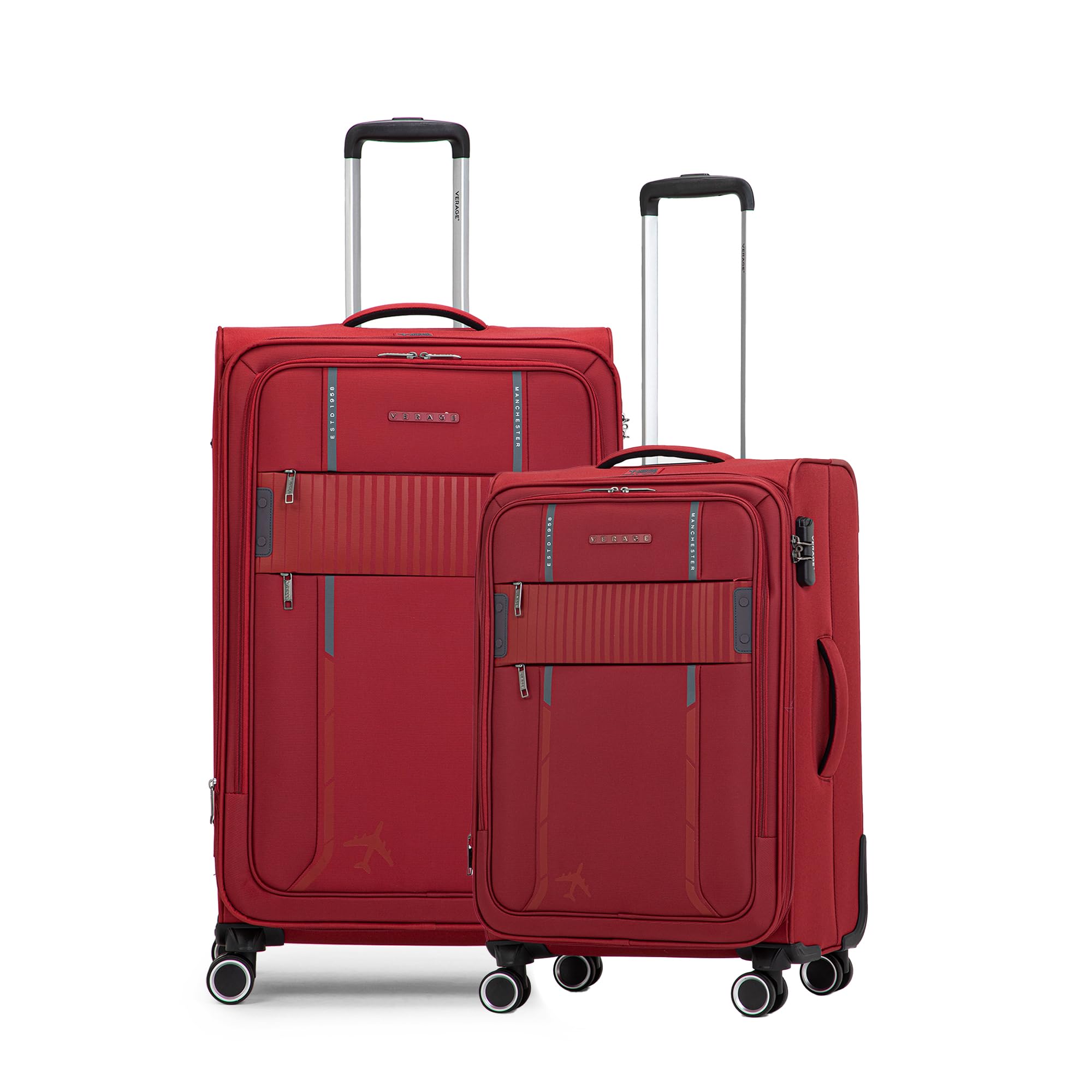 Specter Set of 2 (Medium Check-in + Large Check-in) Combo Red Soft Sided Luggage Trolley Bag for Travel with Expandable & Anti Theft Zipper Suitcase Spinner for Men and Women