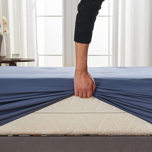 Miniatura 4 de VASROY Soft Hotel - Juego de sábanas de bambú de 100 % viscosa de bambú de 16 pulgadas de profundidad de bolsillo profundo, refrescantes,